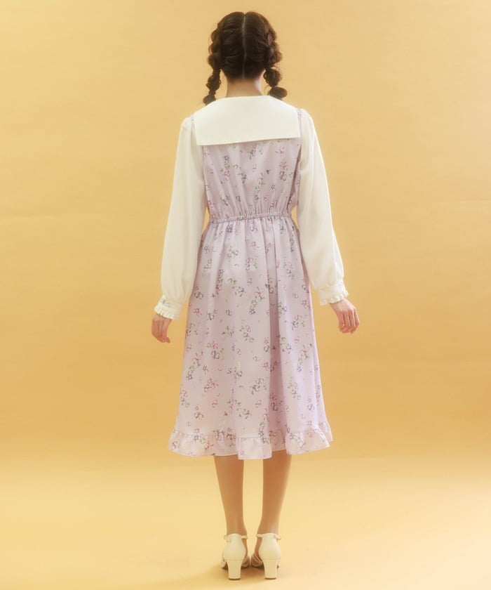 Violet Pattern Sailor Collar Dress (Pre-order)