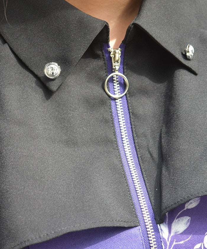 Butterfly & Floral Pattern Zip Dress