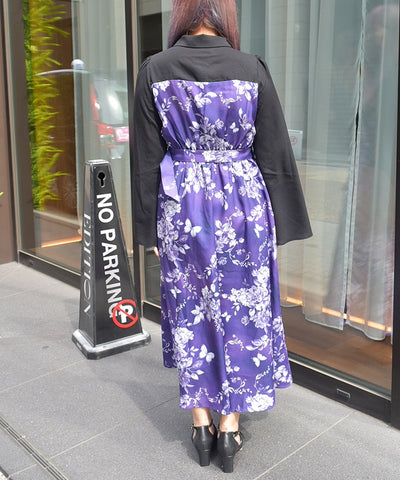 Butterfly & Floral Pattern Zip Dress