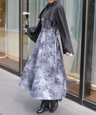 Butterfly & Floral Pattern Zip Dress