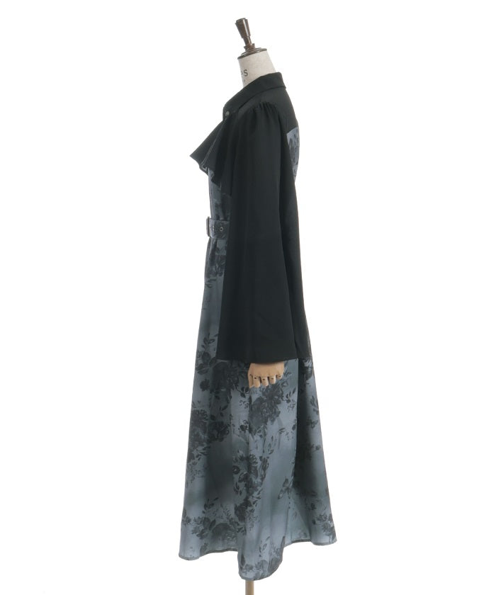 Butterfly & Floral Pattern Zip Dress