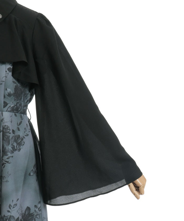 Butterfly & Floral Pattern Zip Dress