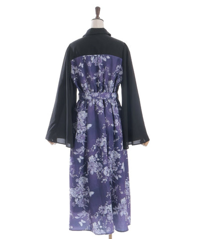 Butterfly & Floral Pattern Zip Dress