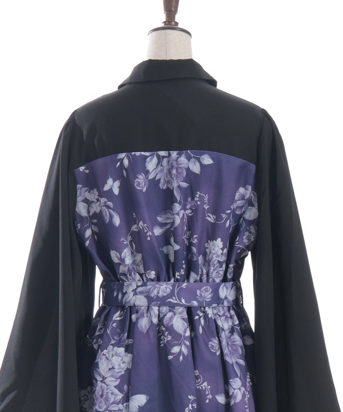 Butterfly & Floral Pattern Zip Dress