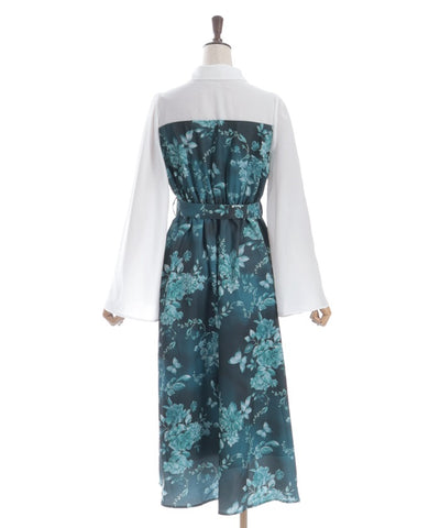 Butterfly & Floral Pattern Zip Dress