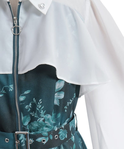 Butterfly & Floral Pattern Zip Dress