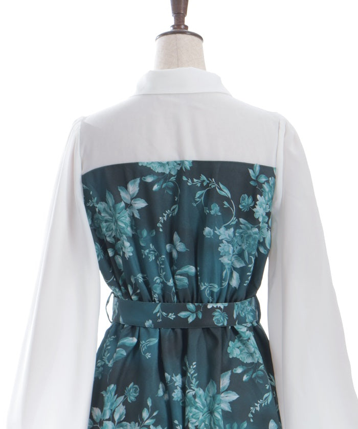 Butterfly & Floral Pattern Zip Dress