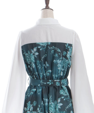 Butterfly & Floral Pattern Zip Dress