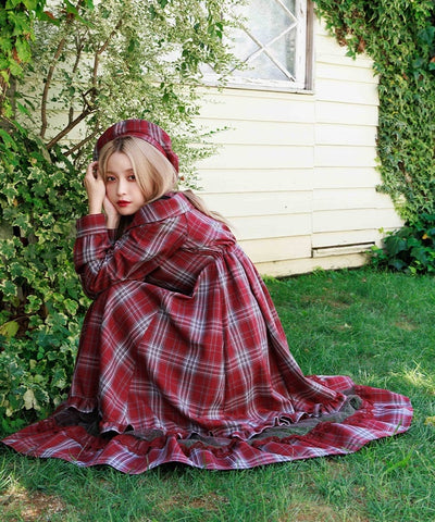 Tartan Plaid Open Shoulders Dress