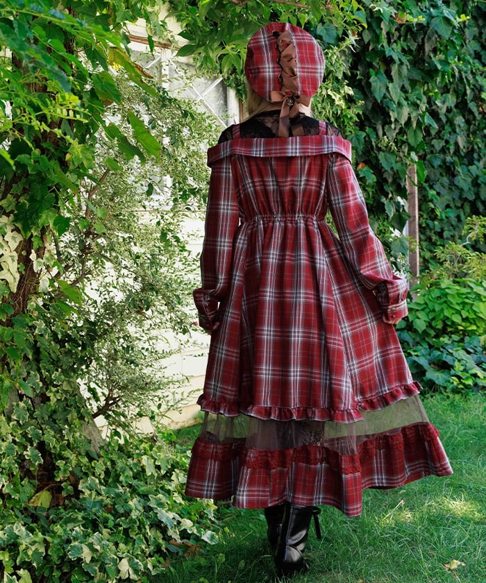 Tartan Plaid Open Shoulders Dress