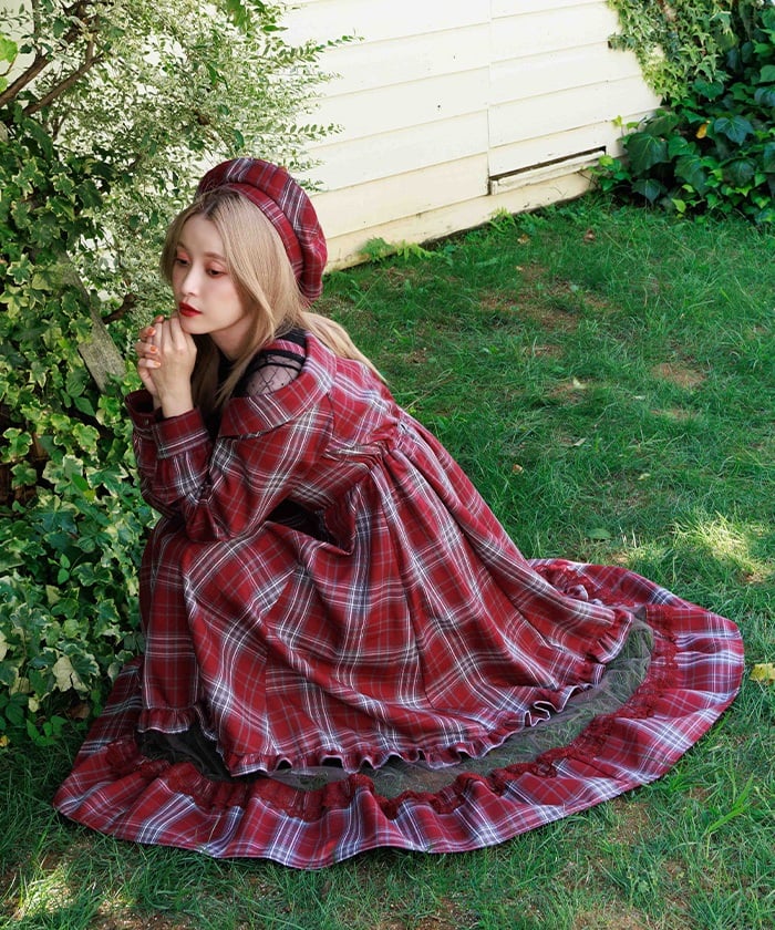 Tartan Plaid Open Shoulders Dress