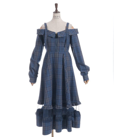Tartan Plaid Open Shoulders Dress