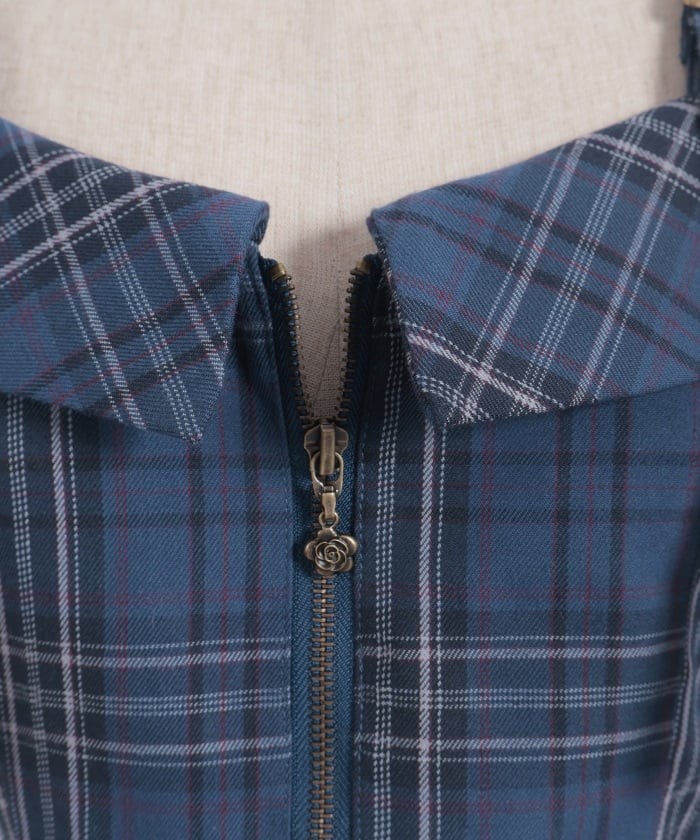 Tartan Plaid Open Shoulders Dress