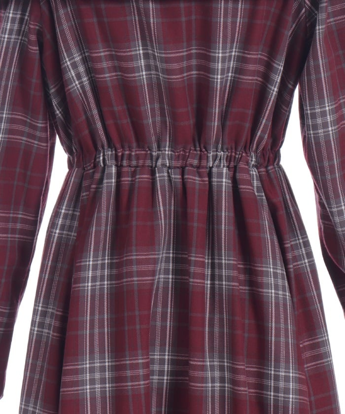 Tartan Plaid Open Shoulders Dress