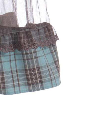 Tartan Plaid Open Shoulders Dress