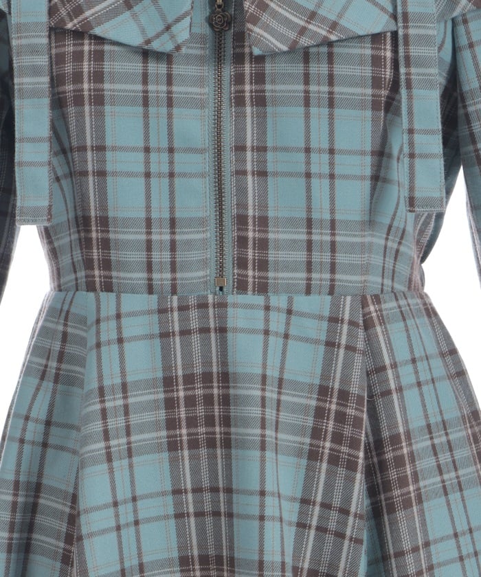 Tartan Plaid Open Shoulders Dress