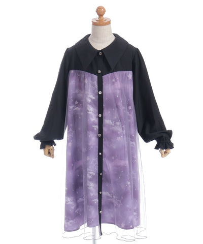 Starry Tulle Long Sleeve Dress