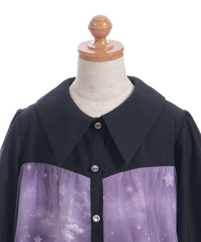 Starry Tulle Long Sleeve Dress