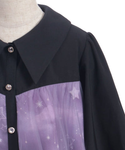 Starry Tulle Long Sleeve Dress