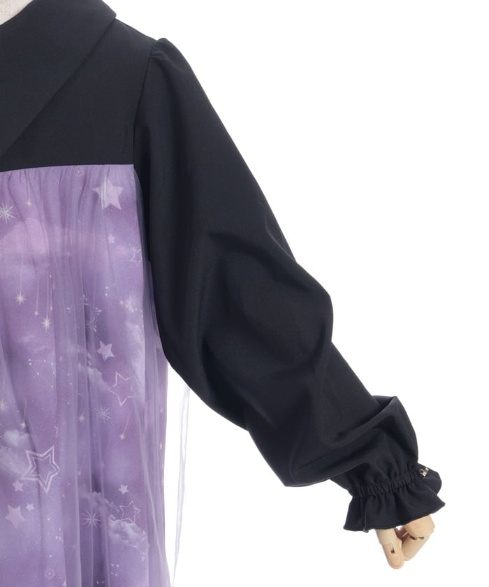 Starry Tulle Long Sleeve Dress