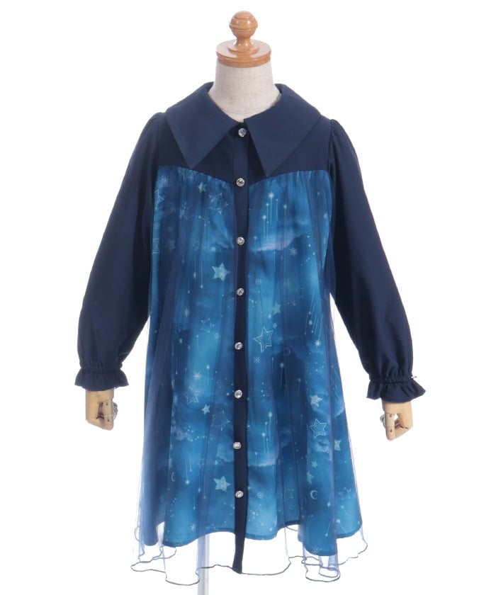 Starry Tulle Long Sleeve Dress