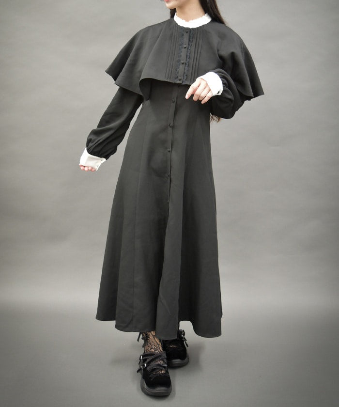 Nun Style Long Dress with Cape