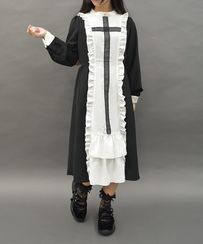 Lace Cross Nun Style Dress