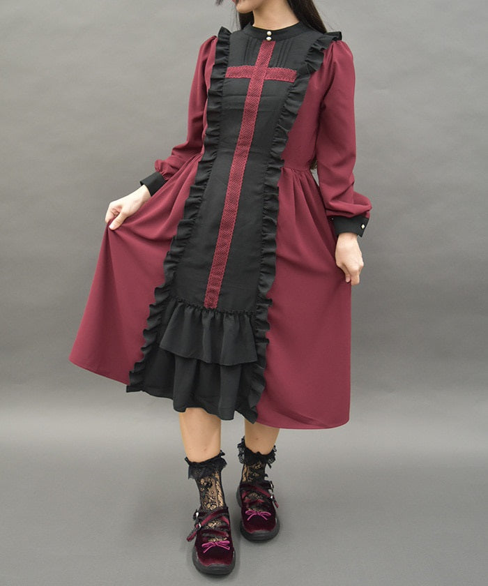 Lace Cross Nun Style Dress