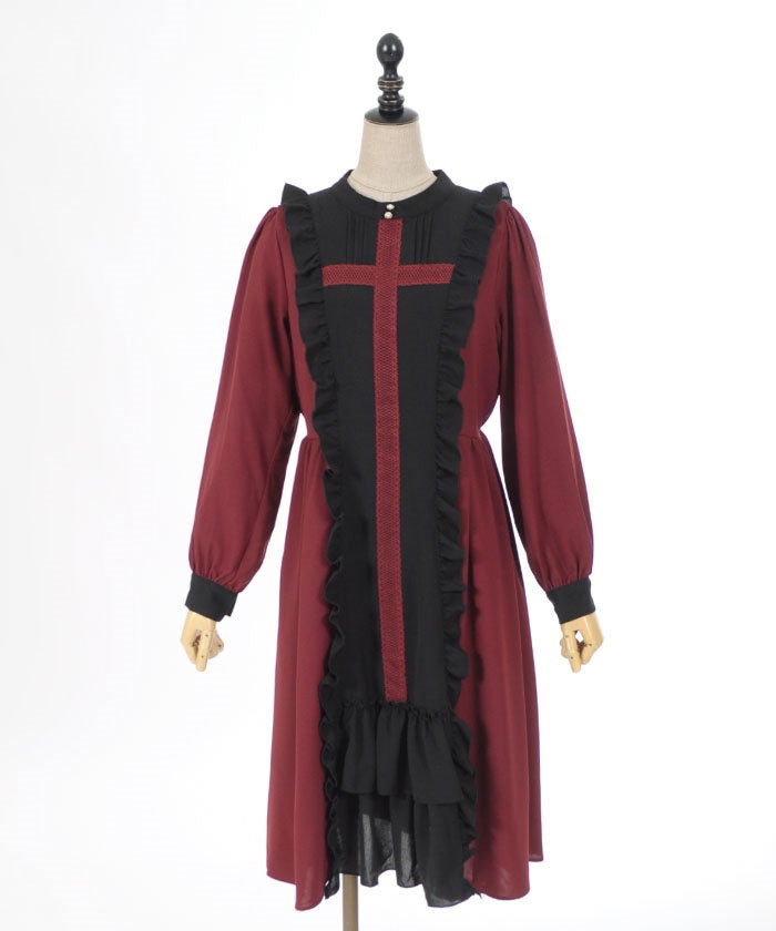 open lace back dress Lace Cross Nun Style Dress – axes femme from JAPAN