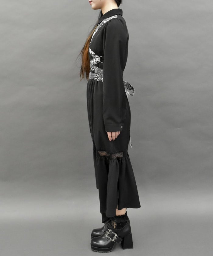 Snake Belt Long Dress