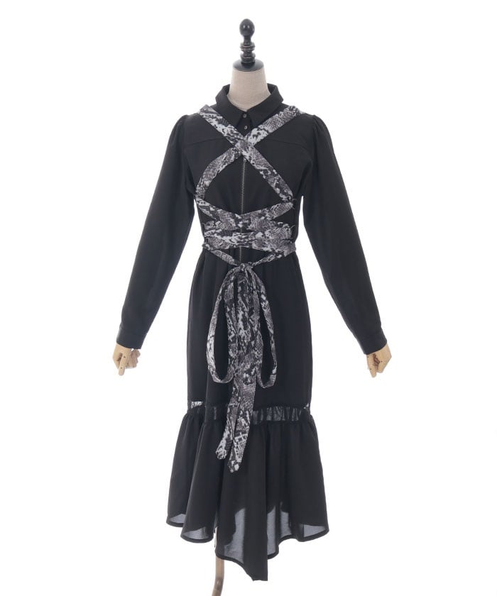 Snake Belt Long Dress