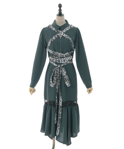 Snake Belt Long Dress