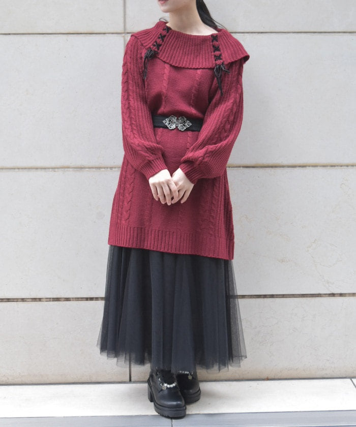 Double Lace-Up Knit Tunic – axes femme from JAPAN
