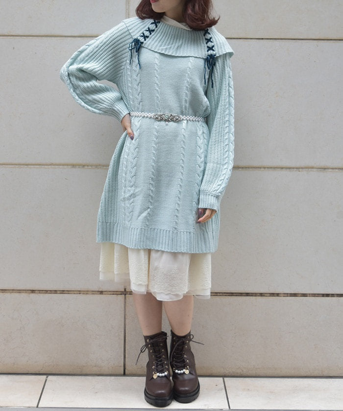 Double Lace-Up Knit Tunic (Time-limited Price) – axes femme from JAPAN