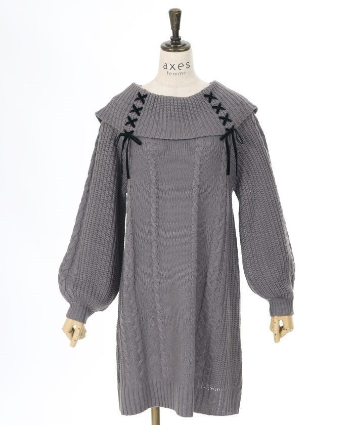 Double Lace-Up Knit Tunic – axes femme from JAPAN