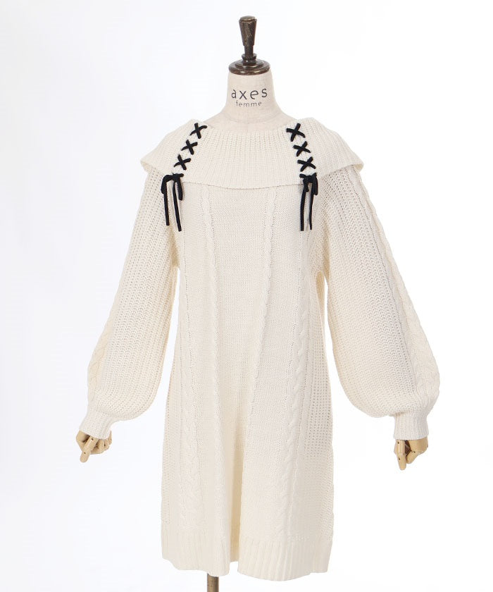 Double Lace-Up Knit Tunic – axes femme from JAPAN