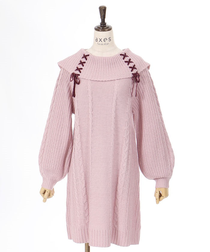 Double Lace-Up Knit Tunic (Time-limited Price) – axes femme from JAPAN