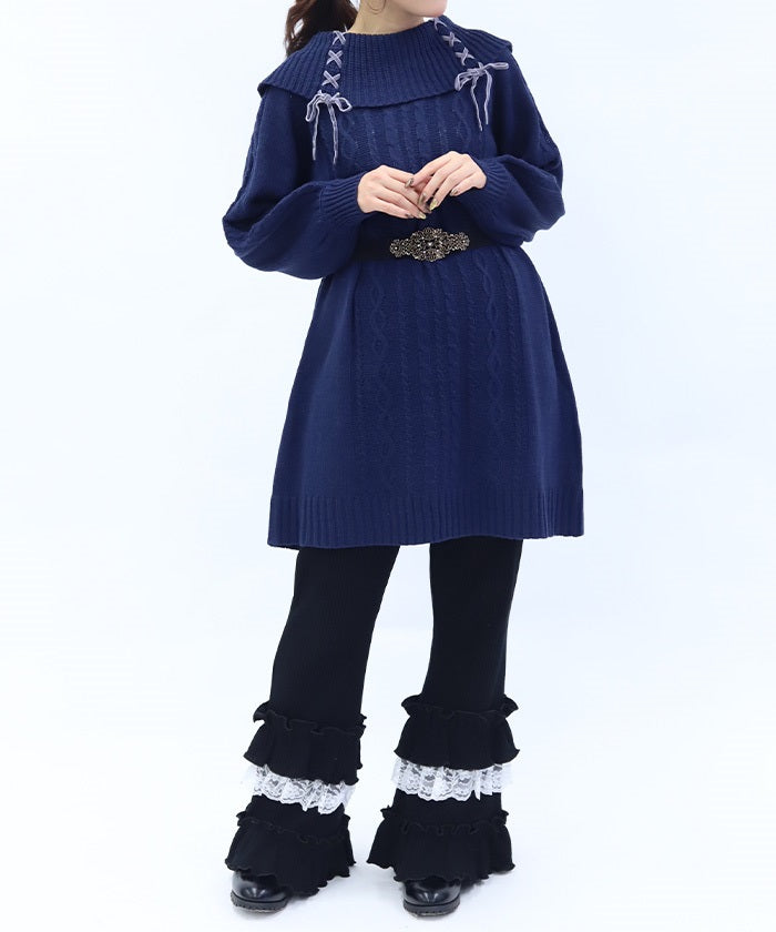 Lace-Up Knit Tunic – axes femme from JAPAN