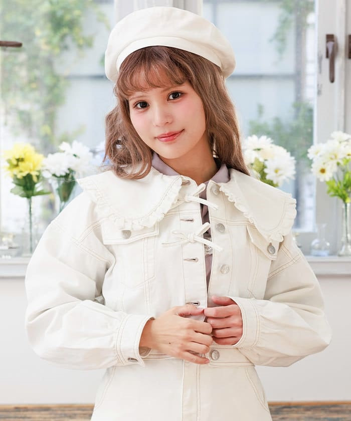 Ribbon Design Denim Jacket – axes femme from JAPAN