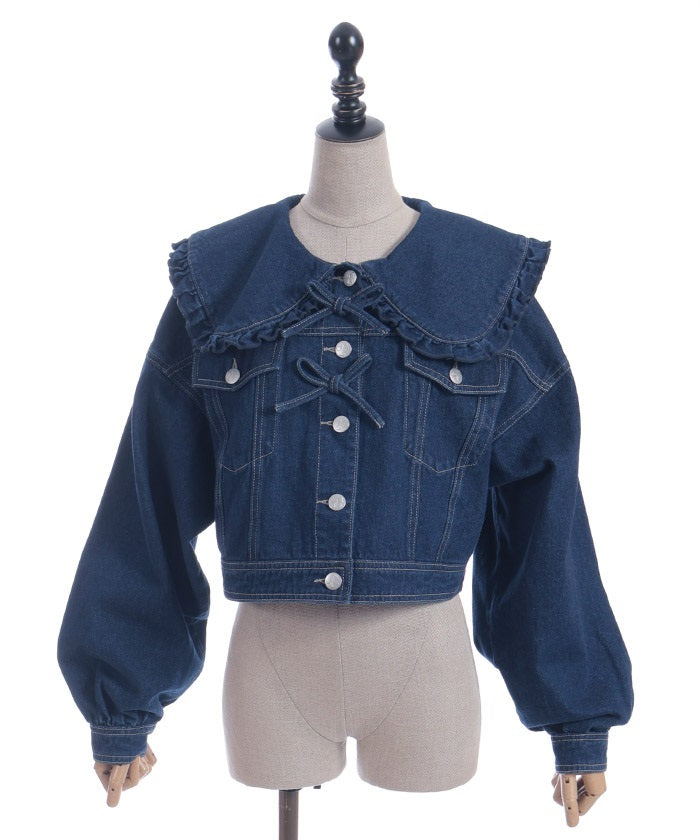 Ribbon Design Denim Jacket – axes femme from JAPAN