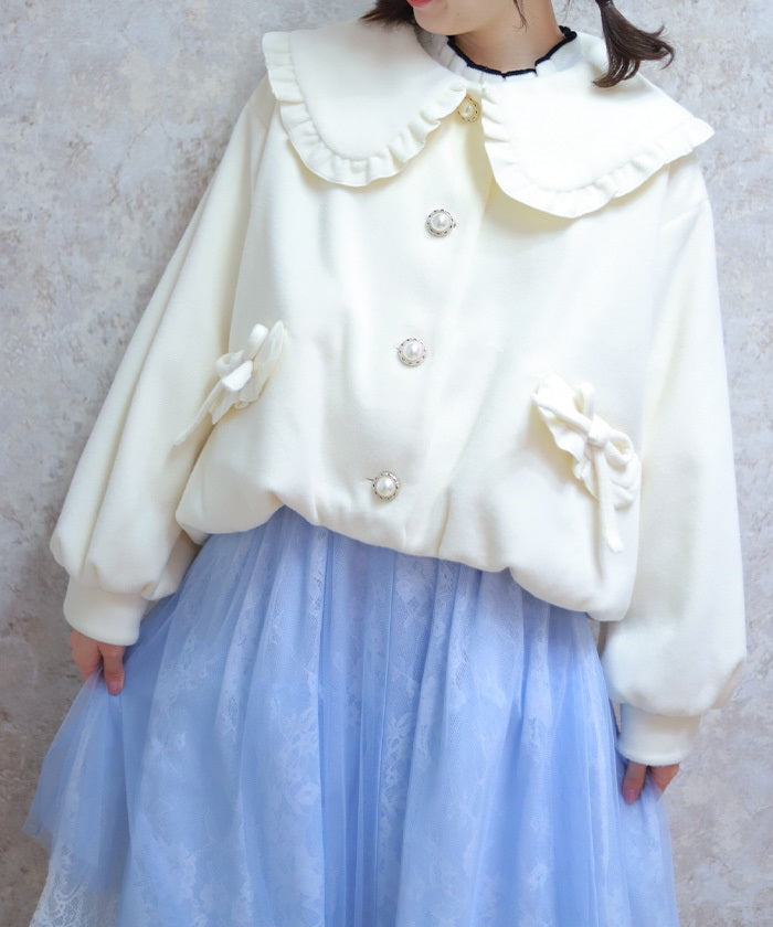 Big Collar Balloon Brushed Blouson