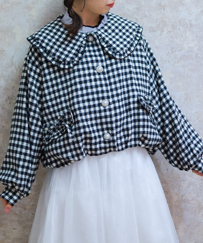 Big Collar Balloon Brushed Blouson