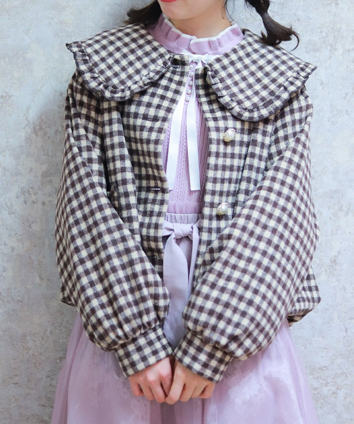 Big Collar Balloon Brushed Blouson