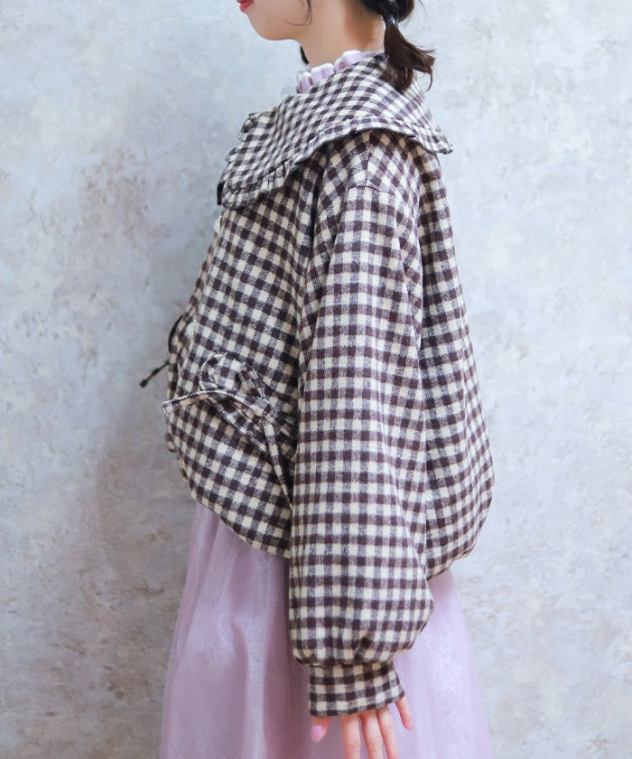 Big Collar Balloon Brushed Blouson