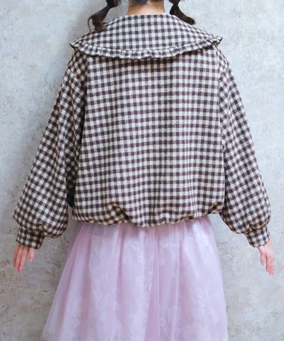 Big Collar Balloon Brushed Blouson