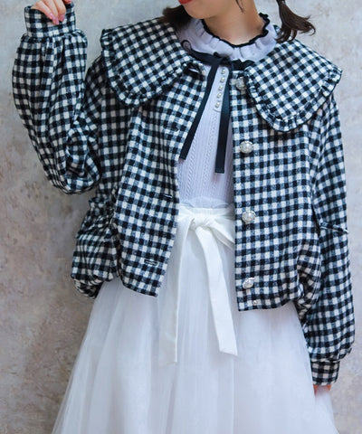 Big Collar Balloon Brushed Blouson