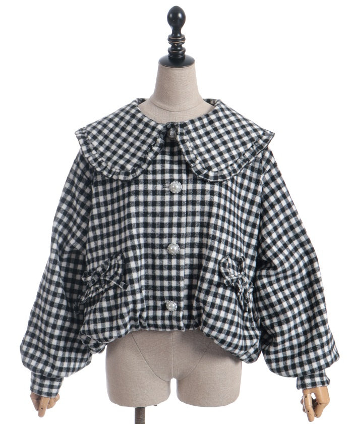 Big Collar Balloon Brushed Blouson