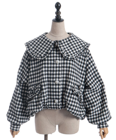 Big Collar Balloon Brushed Blouson