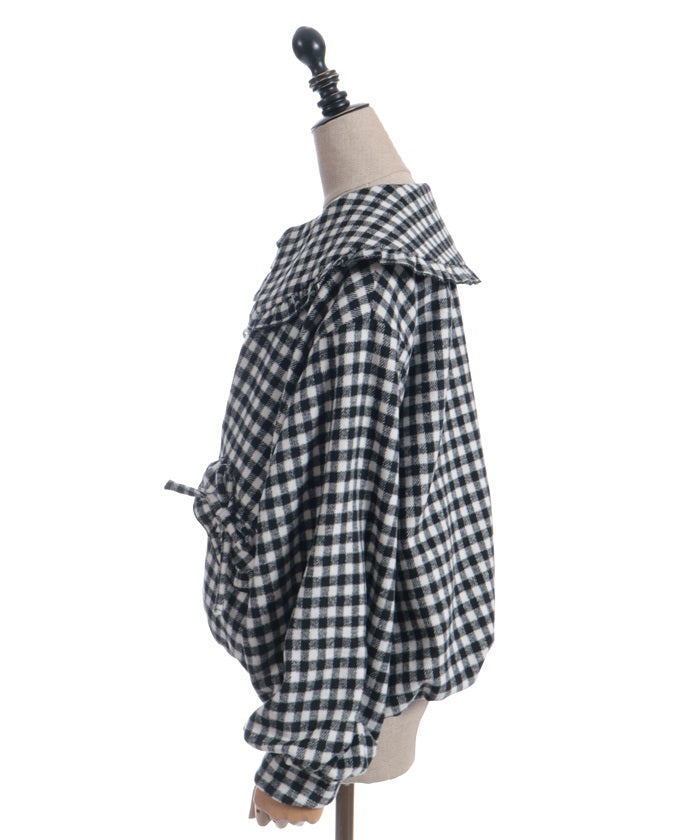 Big Collar Balloon Brushed Blouson