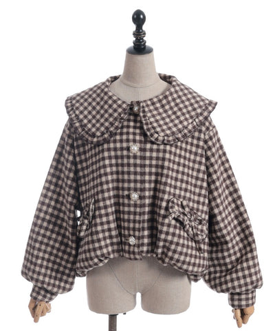 Big Collar Balloon Brushed Blouson